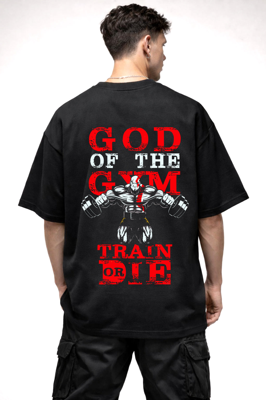 GOD OF THE GYM GRAPHIC | BLACK OVERSIZED FIT TEE