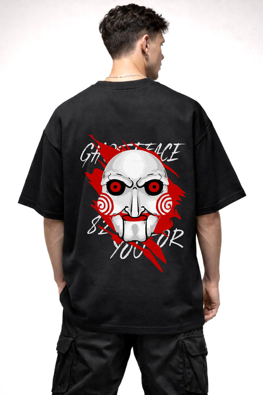 GHOST FACE GRAPHIC | BLACK OVERSIZED FIT TEE
