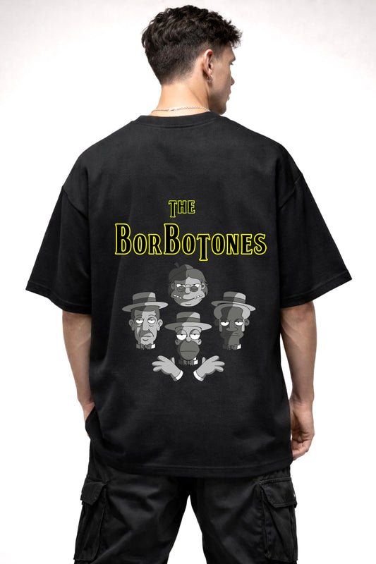 THE BOR BOTONES CARTOON GRAPHIC | BLACK OVERSIZED FIT TEE