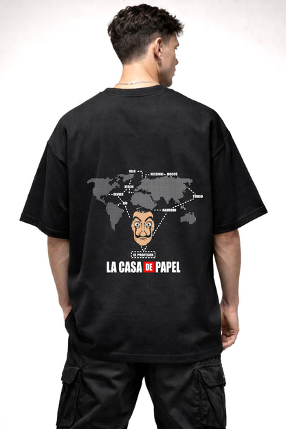 MONEY HIEST CARTOON GRAPHIC | BLACK OVERSIZED FIT TEE
