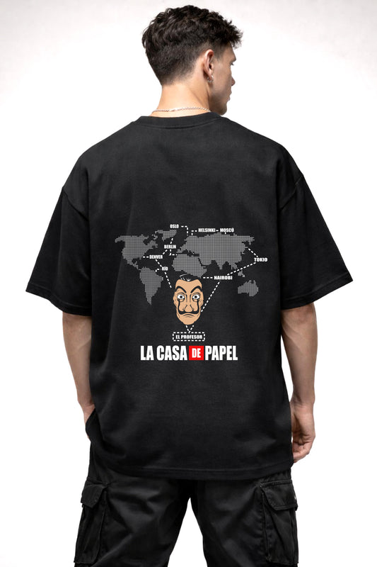 MONEY HIEST CARTOON GRAPHIC | BLACK OVERSIZED FIT TEE