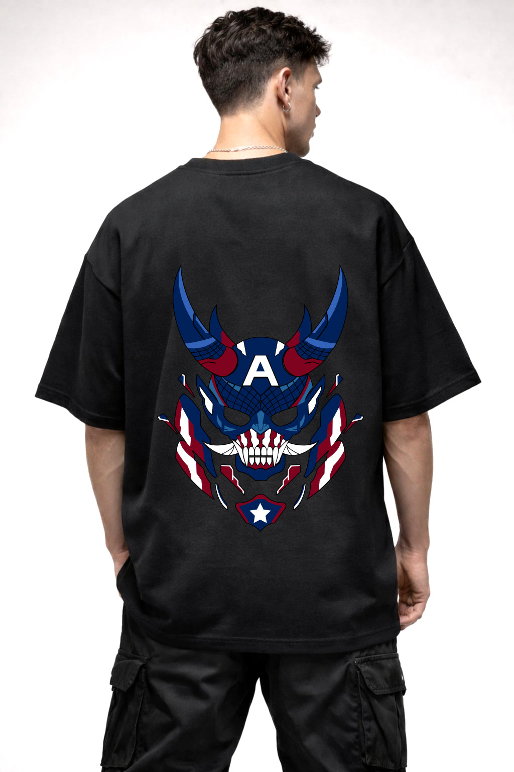 DEVIL CAP CARTOON GRAPHIC | BLACK OVERSIZED FIT TEE