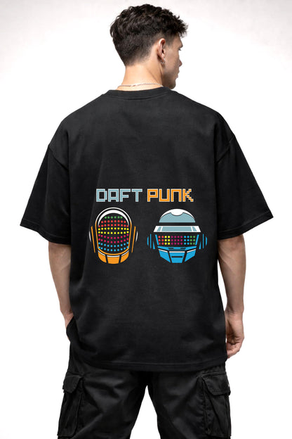 DAFT PUNK CARTOON GRAPHIC | BLACK OVERSIZED FIT TEE
