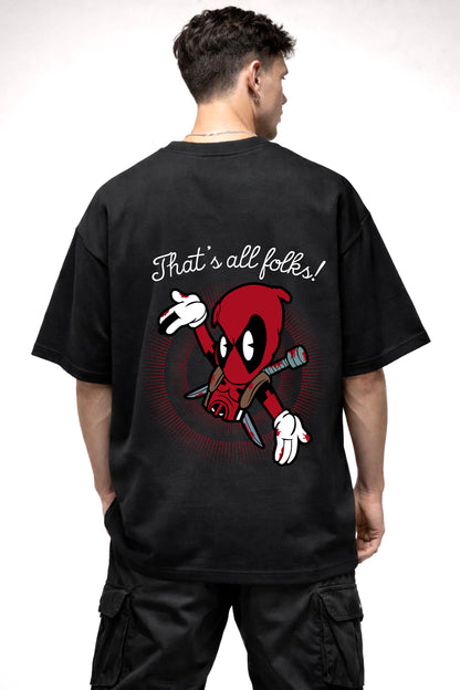 DEAD POOL CARTOON GRAPHIC | BLACK OVERSIZED FIT TEE