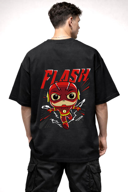 FLASH CARTOON GRAPHIC | BLACK OVERSIZED FIT TEE