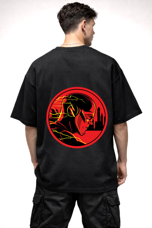 FLASH CARTOON GRAPHIC | BLACK OVERSIZED FIT TEE