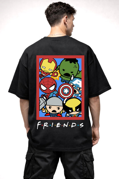 MARVEL CARTOON GRAPHIC | BLACK OVERSIZED FIT TEE