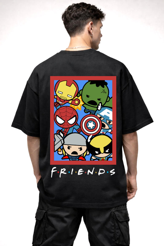 MARVEL CARTOON GRAPHIC | BLACK OVERSIZED FIT TEE