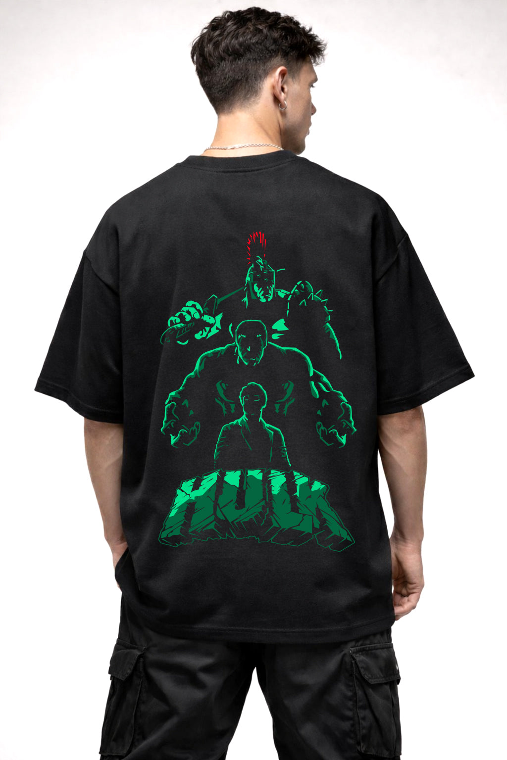HULK CARTOON GRAPHIC | BLACK OVERSIZED FIT TEE