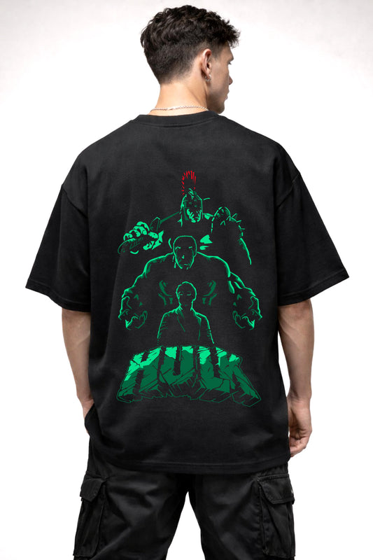 HULK CARTOON GRAPHIC | BLACK OVERSIZED FIT TEE