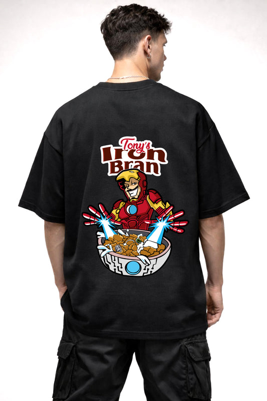 IRON BRAN CARTOON GRAPHIC | BLACK OVERSIZED FIT TEE
