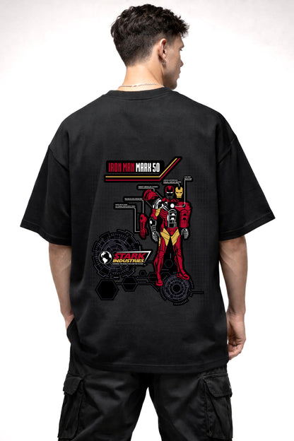 IRON MAN CARTOON GRAPHIC | BLACK OVERSIZED FIT TEE