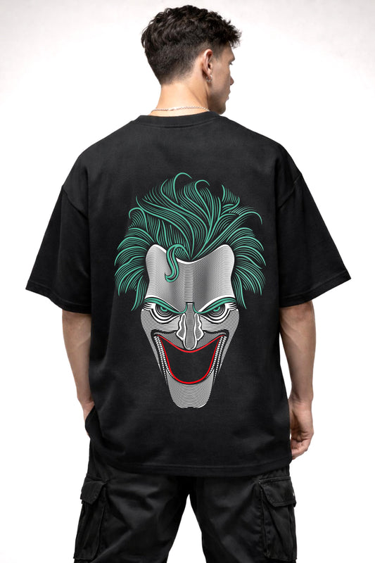 JOKER MASK CARTOON GRAPHIC | BLACK OVERSIZED FIT TEE