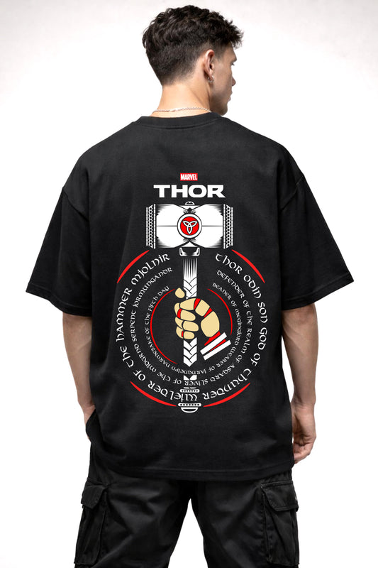 THOR HAMMER GRAPHIC | BLACK OVERSIZED FIT TEE