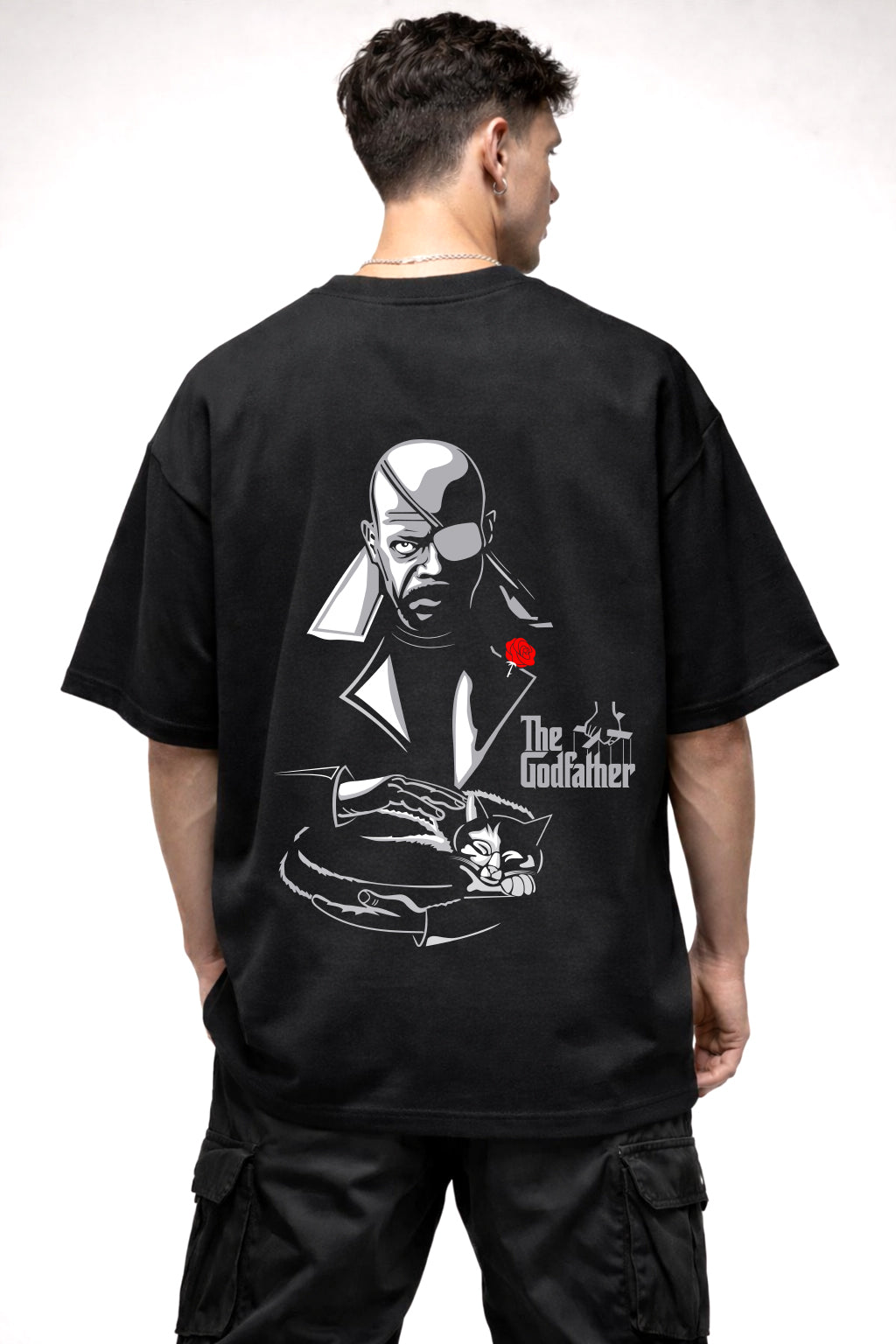 NICK FURY CARTOON GRAPHIC | BLACK OVERSIZED FIT TEE