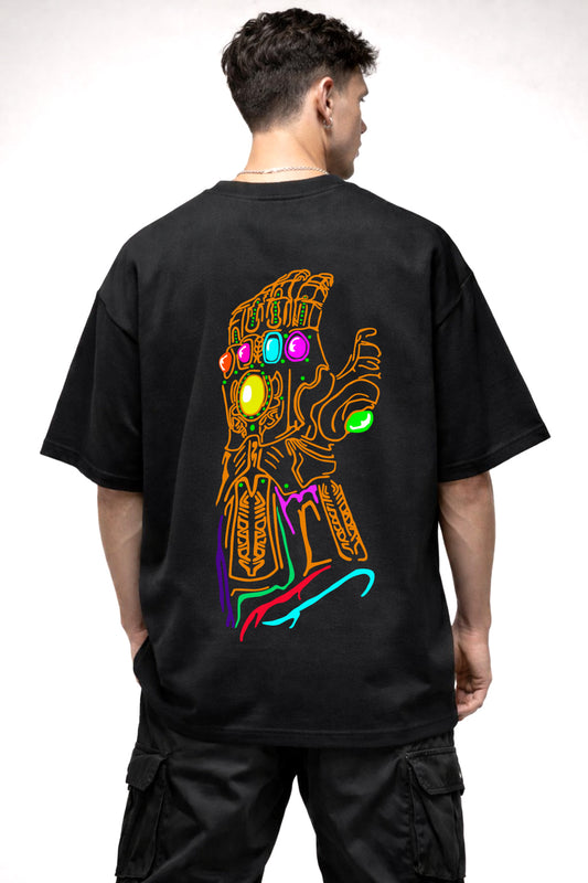 INFINITY GAUNTLET CARTOON GRAPHIC | BLACK OVERSIZED FIT TEE