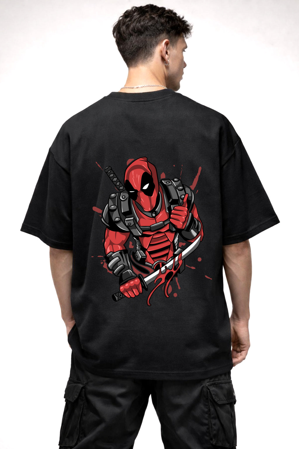 DEAD POOL GRAPHIC | BLACK OVERSIZED FIT TEE