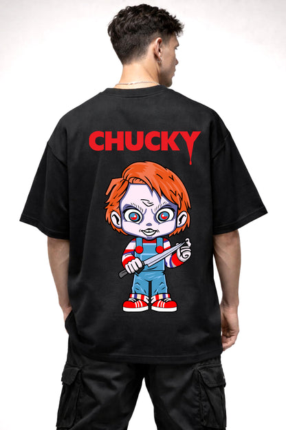 CHUCKY CARTOON GRAPHIC | BLACK OVERSIZED FIT TEE