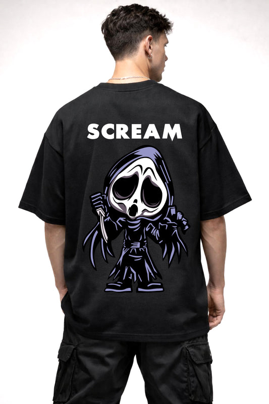 SCREAM CARTOON GRAPHIC | BLACK OVERSIZED FIT TEE
