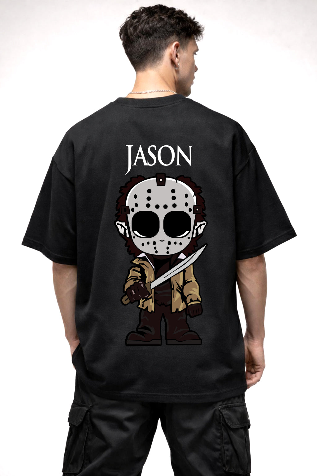 JASON CARTOON GRAPHIC | BLACK OVERSIZED FIT TEE