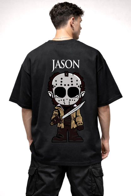 JASON CARTOON GRAPHIC | BLACK OVERSIZED FIT TEE
