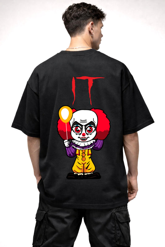 IT JOKER CARTOON GRAPHIC | BLACK OVERSIZED FIT TEE