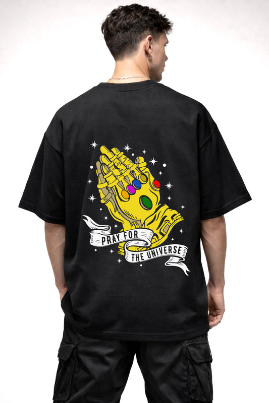 INFINITY GAUNTLET CARTOON GRAPHIC | BLACK OVERSIZED FIT TEE