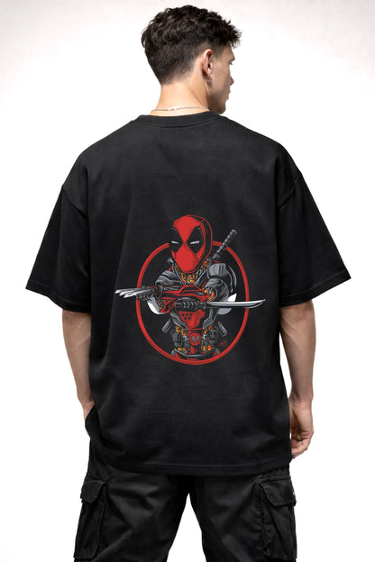 DEAD POOL WITH WOLVERINE ARMOR | BLACK OVERSIZED FIT TEE