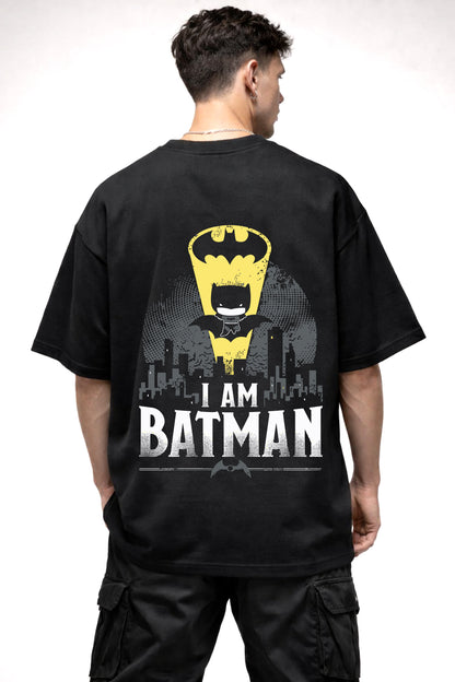 I AM BATMAN CARTOON GRAPHIC | BLACK OVERSIZED FIT TEE