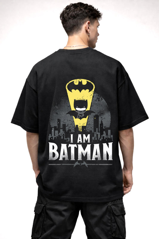 I AM BATMAN CARTOON GRAPHIC | BLACK OVERSIZED FIT TEE
