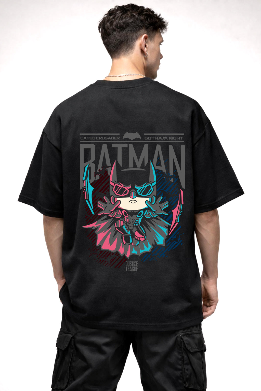 BATMAN JUSTICE LEAGUE CARTOON GRAPHIC | BLACK OVERSIZED FIT TEE