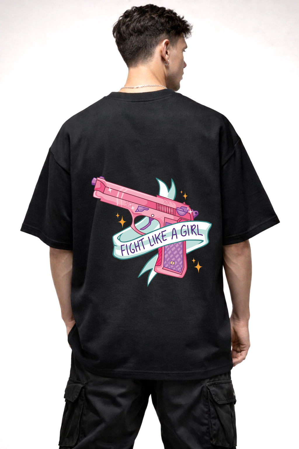 FIGHT LIKE A GIRL GRAPHIC | BLACK OVERSIZED FIT TEE