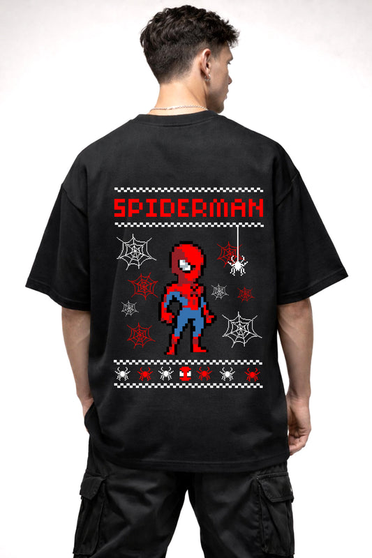 SPIDER MAN MINECRAFT  GRAPHIC | BLACK OVERSIZED FIT TEE