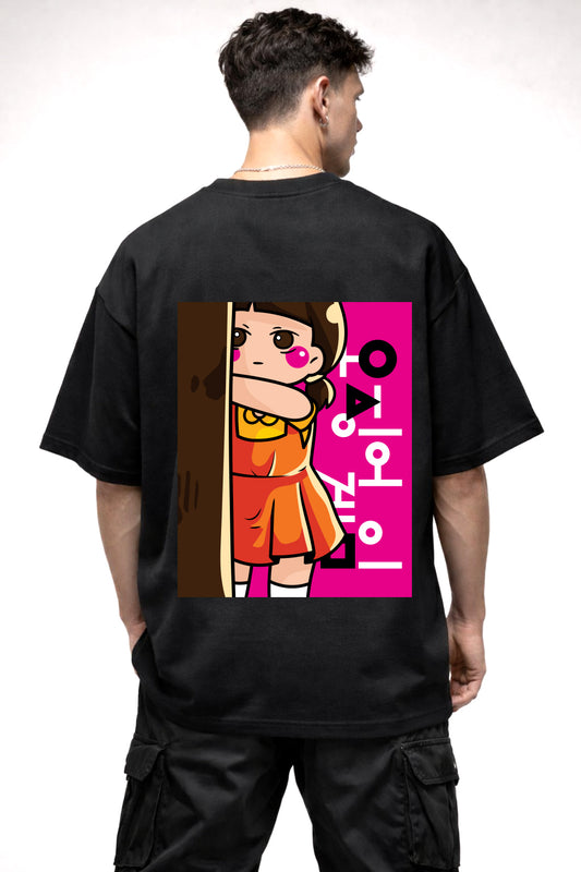 SQUID GAME ROBOT DOLL GRAPHIC | BLACK OVERSIZED FIT TEE