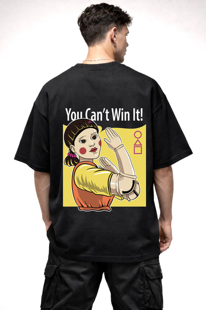 YOU CANT WIN IT ROBOT DOLL GRAPHIC | BLACK OVERSIZED FIT TEE