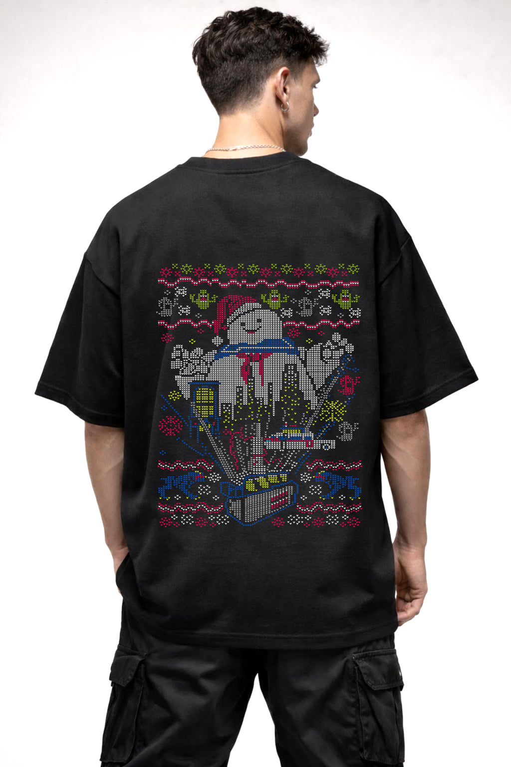 MINECRAFT GHOST CHRISTMAS GRAPHIC | BLACK OVERSIZED FIT TEE