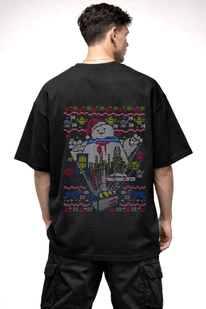 MINECRAFT GHOST CHRISTMAS GRAPHIC | BLACK OVERSIZED FIT TEE