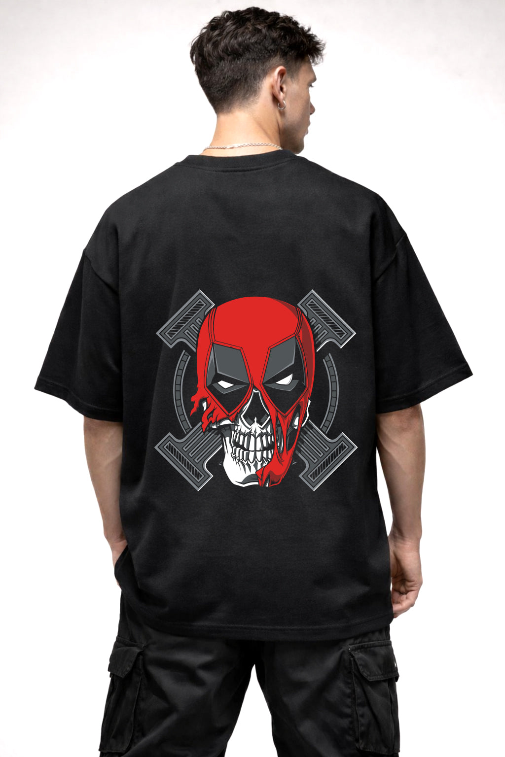 DEAD POOL SKULL FASE GRAPHIC | BLACK OVERSIZED FIT TEE