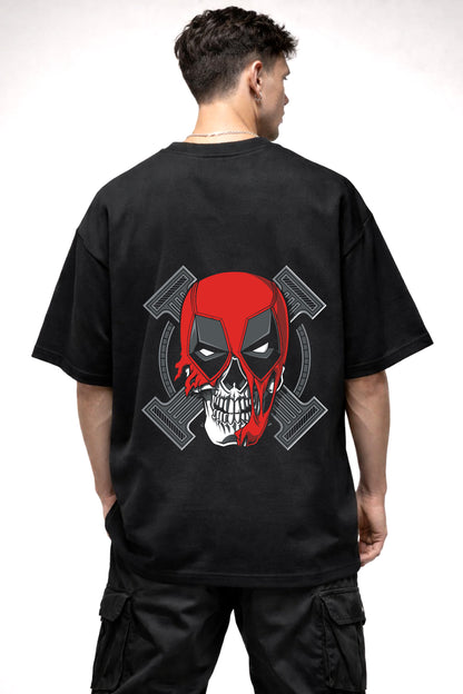 DEAD POOL SKULL FASE GRAPHIC | BLACK OVERSIZED FIT TEE