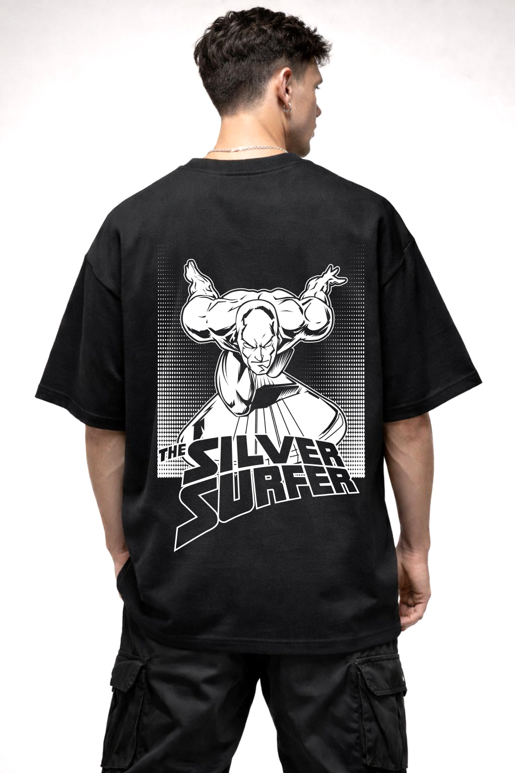 THE SILVER SURFER GAPHIC | BLACK OVERSIZED FIT TEE