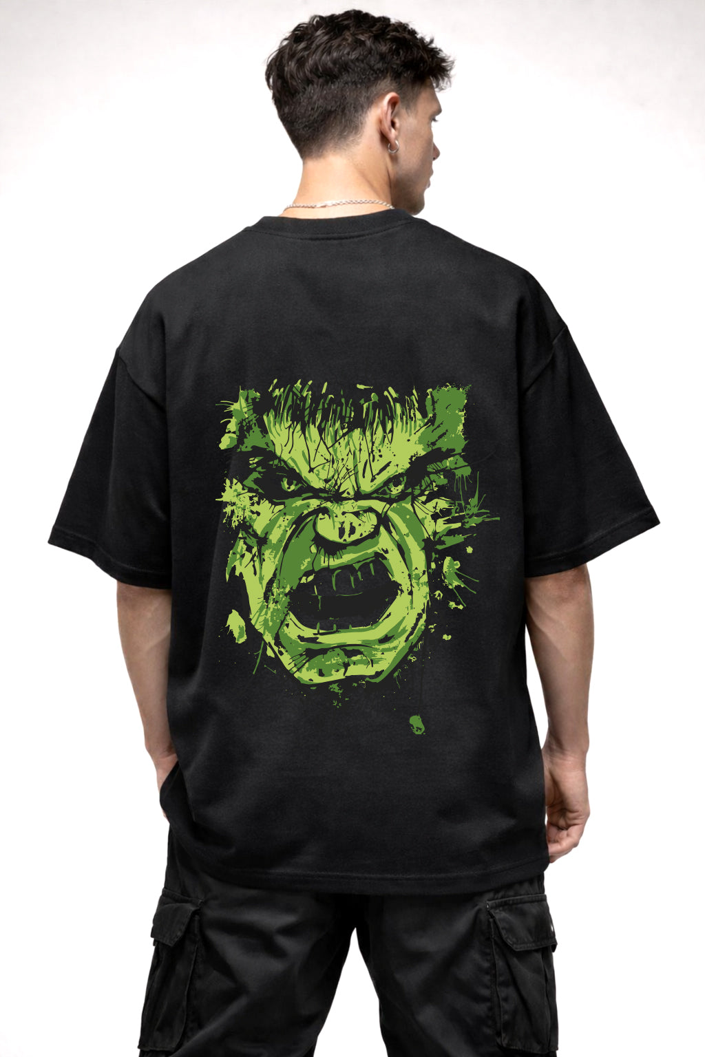 ANGRY HULK MASK GRAPHIC | BLACK OVERSIZED FIT TEE