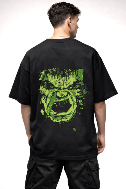 ANGRY HULK MASK GRAPHIC | BLACK OVERSIZED FIT TEE