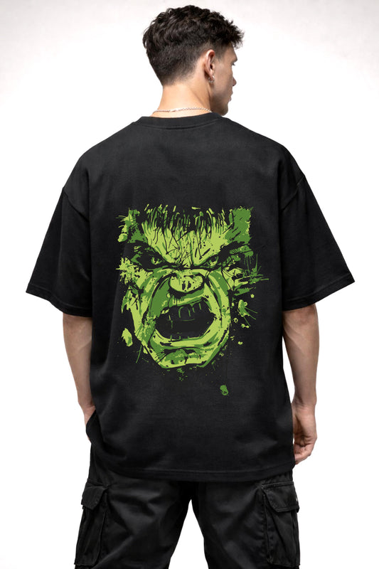 ANGRY HULK MASK GRAPHIC | BLACK OVERSIZED FIT TEE