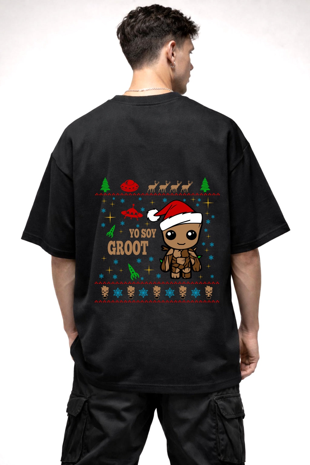 I AM GROOT MINECRAFT GAPHIC | BLACK OVERSIZED FIT TEE