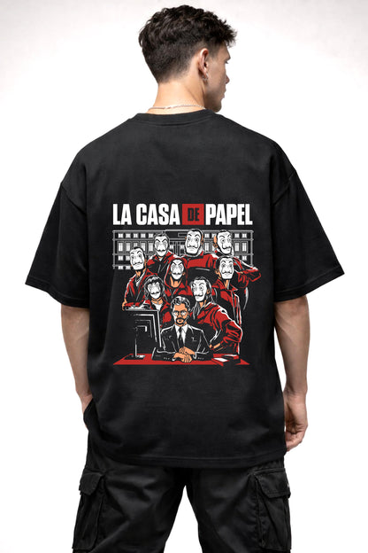 MONEY HEIST CHARACTER GAPHIC | BLACK OVERSIZED FIT TEE