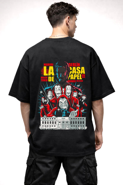 MONEY HEIST CHARACTER GAPHIC | BLACK OVERSIZED FIT TEE