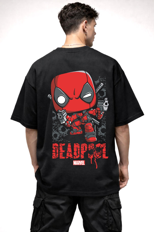 DEAD POOL CARTOON GRAPHIC | BLACK OVERSIZED FIT TEE (Copy)