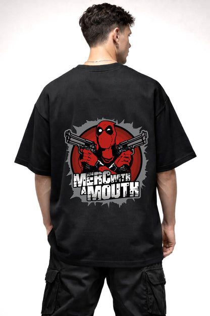 MERC WITH A MOUTH DEAD POOL GAPHIC | BLACK OVERSIZED FIT TEE