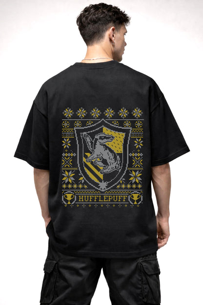 HARRY POTTER HUFFLEPUFF LOGO GRAPHIC | BLACK OVERSIZED FIT TEE