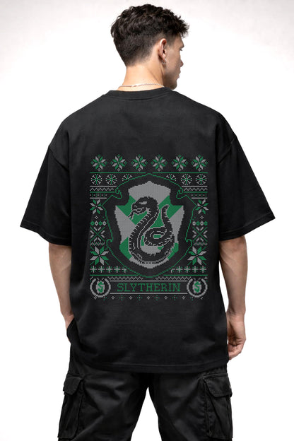 HARRY POTTER SLYTHERIN LOGO GRAPHIC | BLACK OVERSIZED FIT TEE